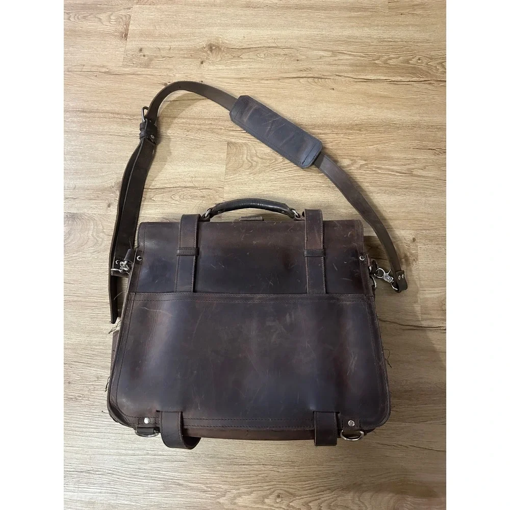 Genuine Leather Messenger Bag Brown Distressed Laptop Briefcase Satchel Large
